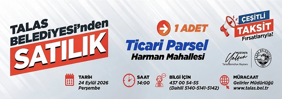 Talas Belediyesi'nden satılık parsel