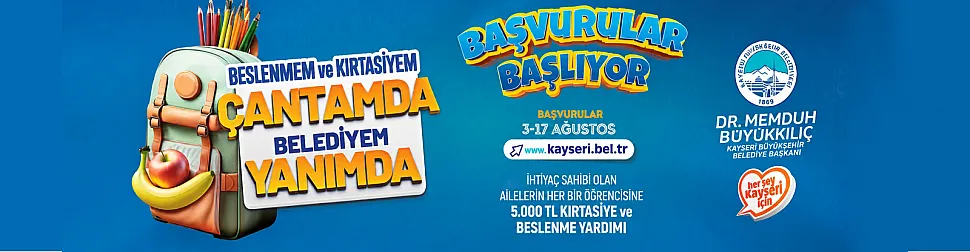 Beslenmem ve kırtasiyem çantamda belediyem yanımda